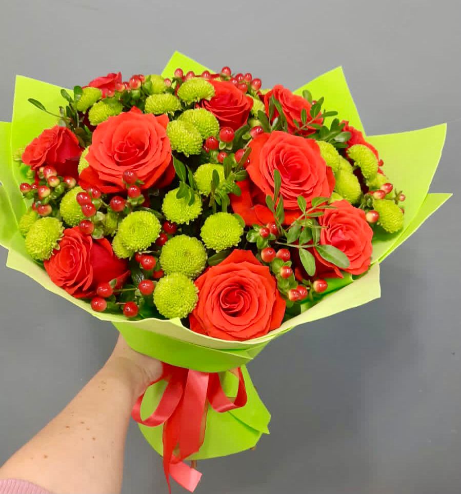 Букет цветов из: Хризантемы и Розы в Растуново