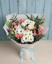 Букет цветов из:  Розы, Лизиантусы и Хризантемы в Растуново