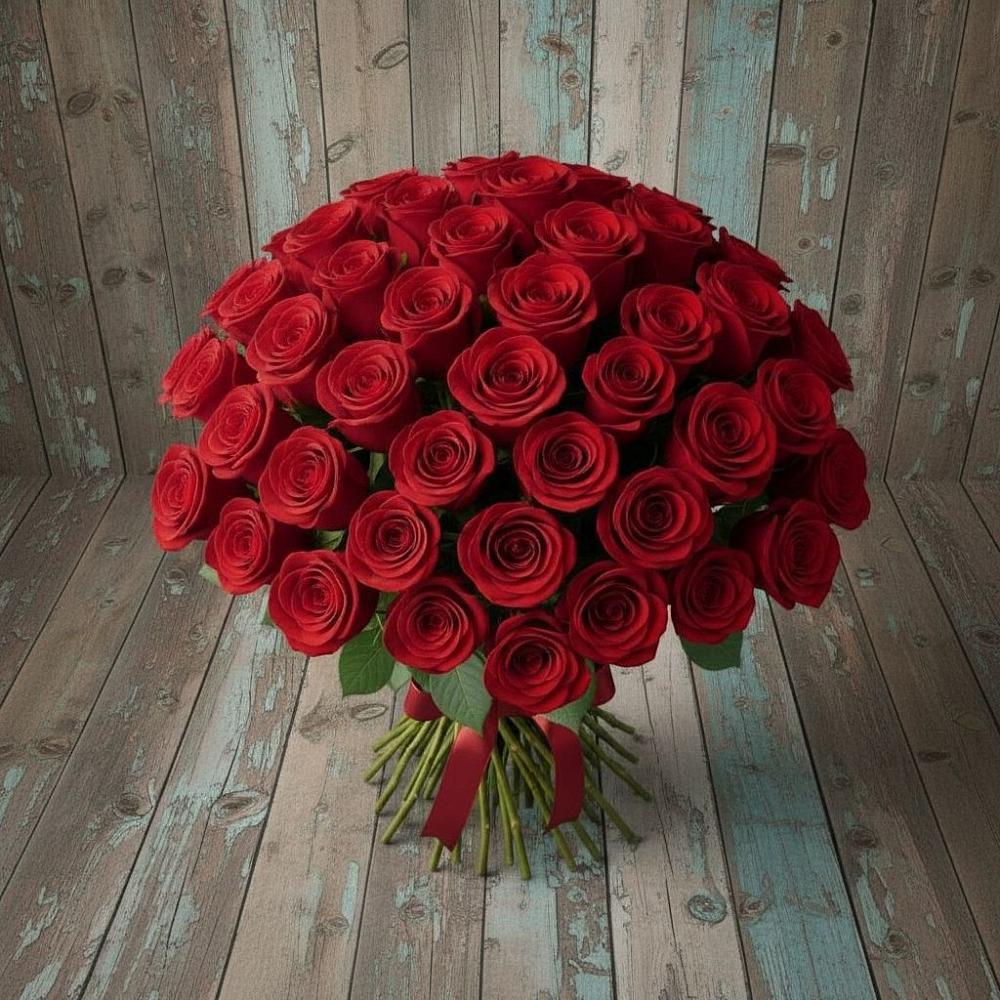 Букет 55 Красных роз Фридом в Растуново