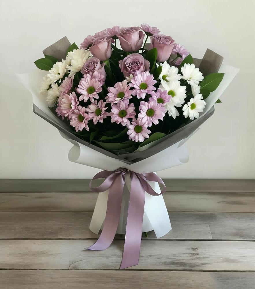 Букет цветов из: Хризантемы и Розы в Растуново