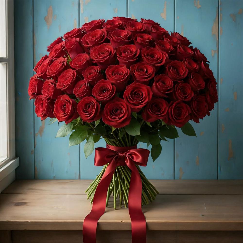 Букет Красные розы Блэк Меджик в Растуново