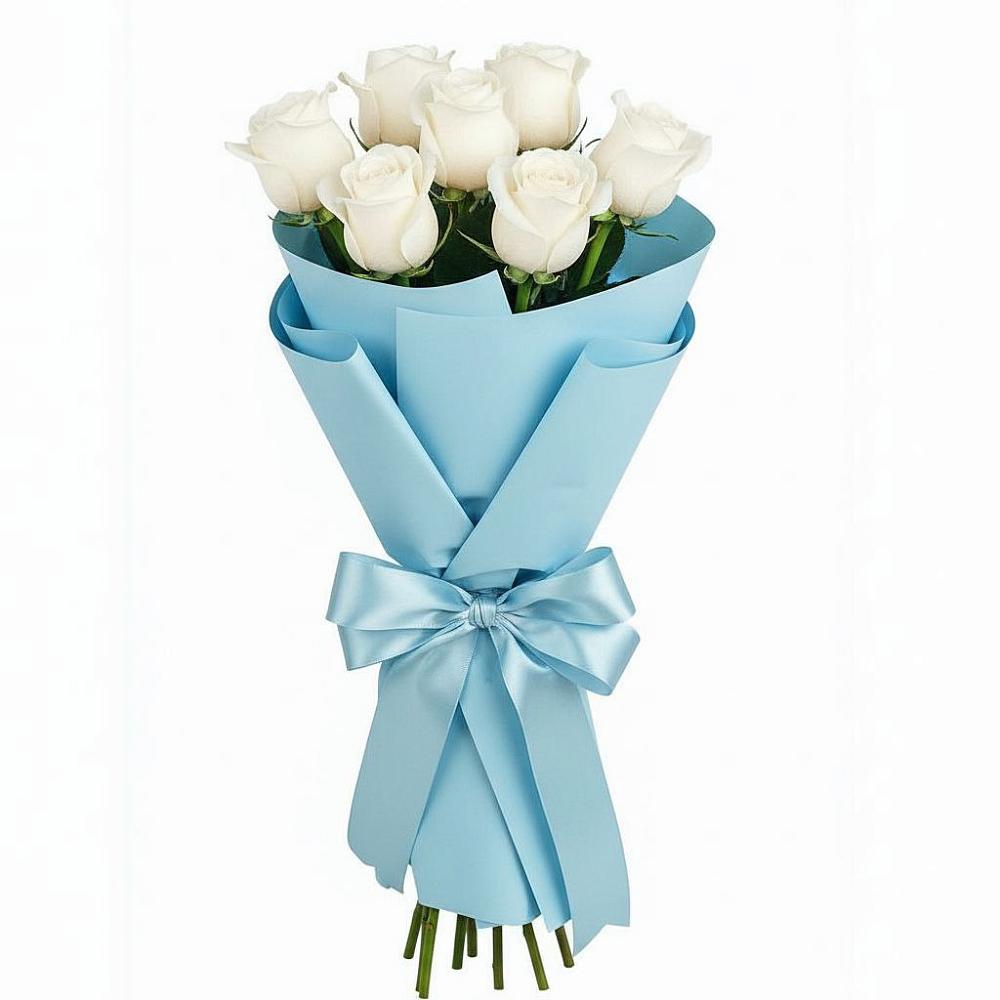 Букет 7 белых роз Проуд в Растуново