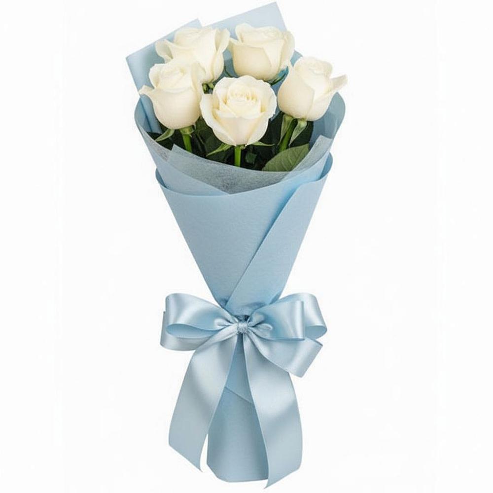 Букет 5 Белых роз Проуд в Растуново