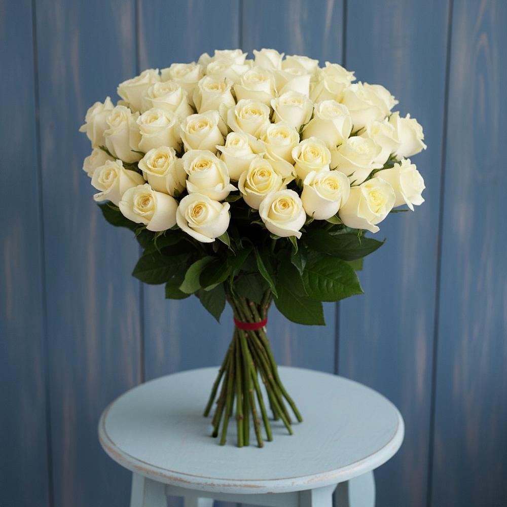 Букет 51 Белая роза Эдлесс Лав в Растуново