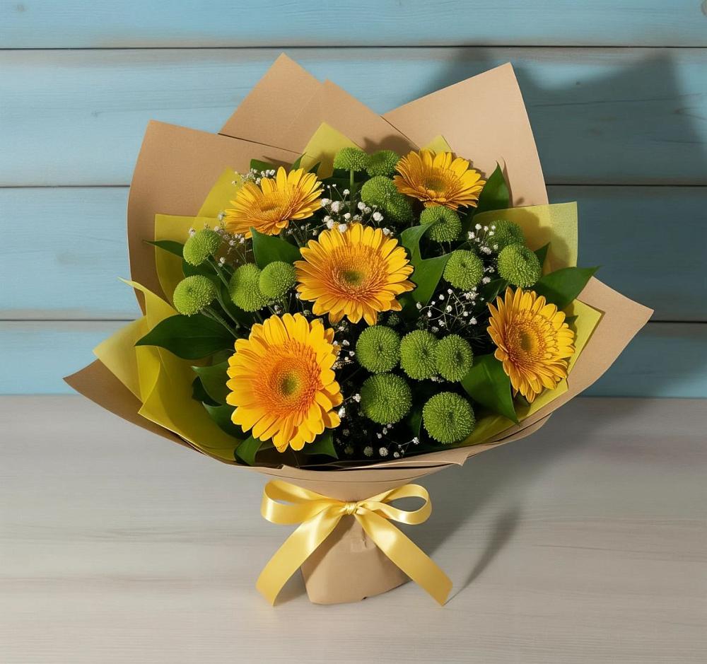Букет цветов из: Герберы и Хризантемы в Растуново