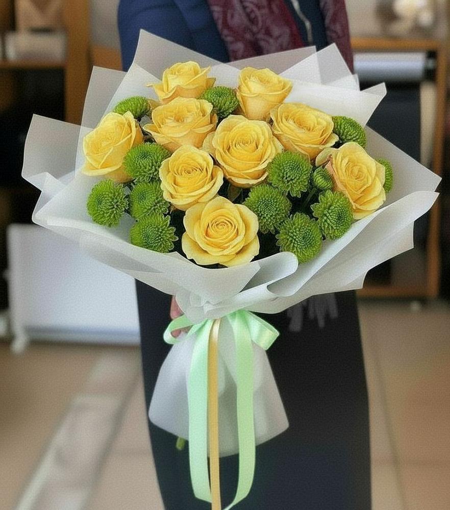 Букет цветов из: Хризантемы и Розы в Растуново