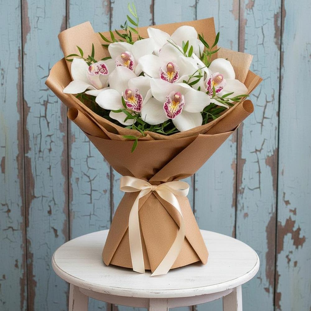 Букет цветов из: Орхидеи и Розы в Растуново