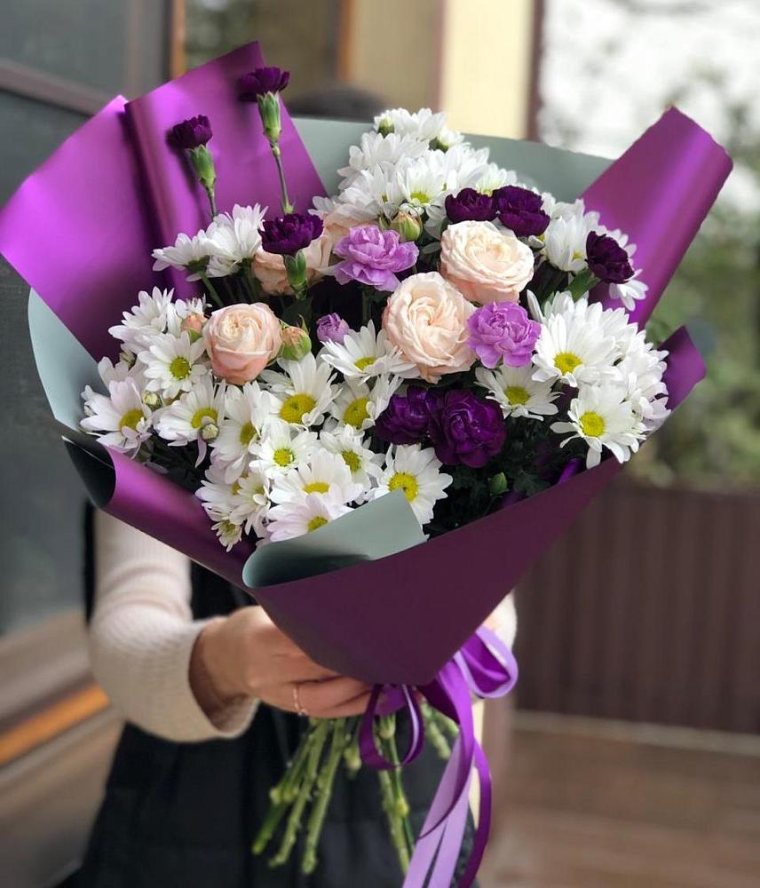 Букет цветов из: Хризантемы, Гвоздики и Розы в Растуново