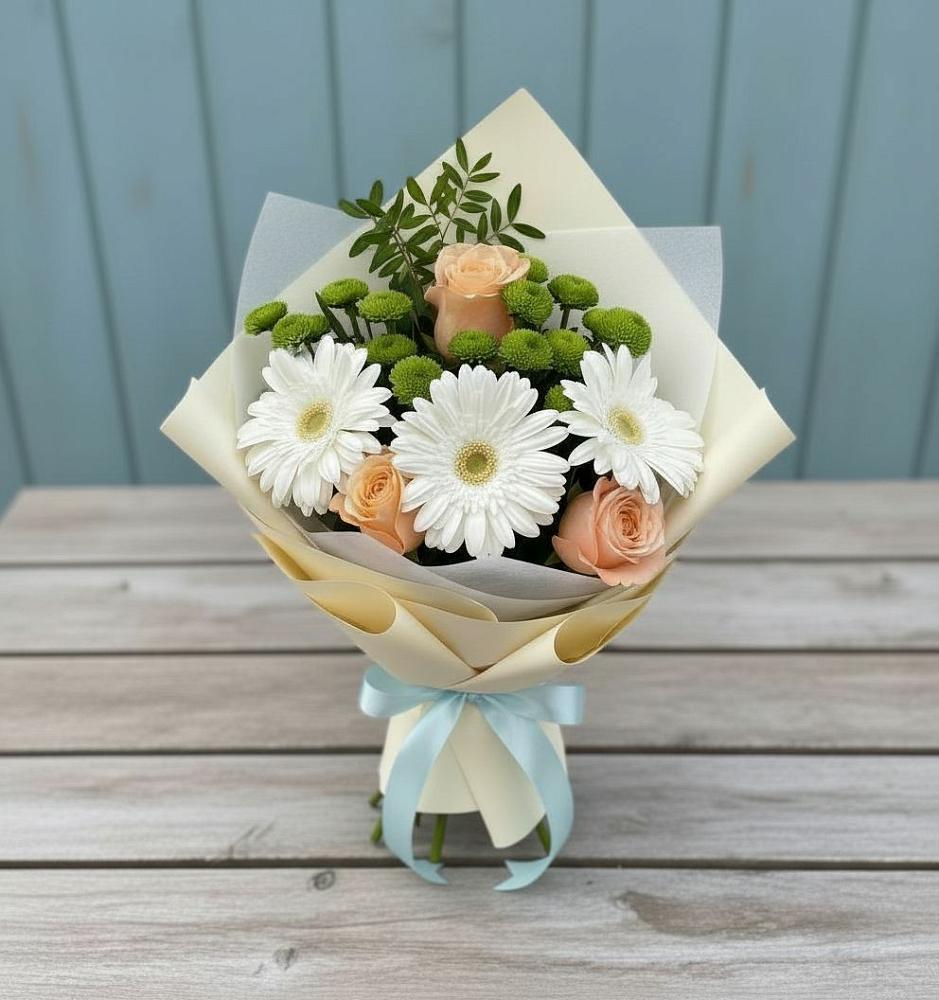 Букет цветов из: Герберы, Розы и Хризантемы в Растуново