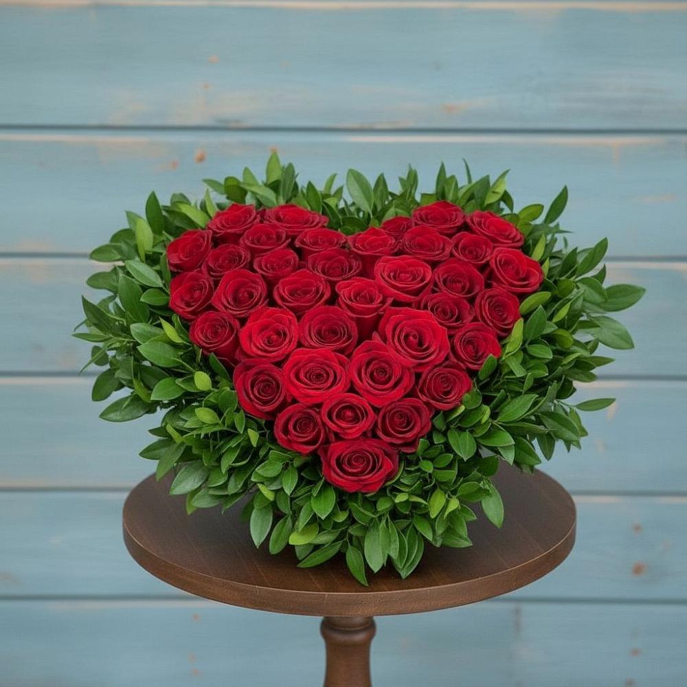 Цветочная композиция из Розы в виде сердца в Растуново