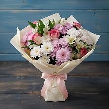 Букет цветов из:  Хризантемы, Альстромерии и Розы #REPLACE_PRED# Растуново