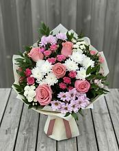Букет цветов из:  Альстромерии, Гвоздики, Розы и Хризантемы #REPLACE_PRED# Растуново