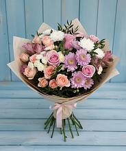 Букет цветов из:  Хризантемы, Розы и Альстромерии в Растуново