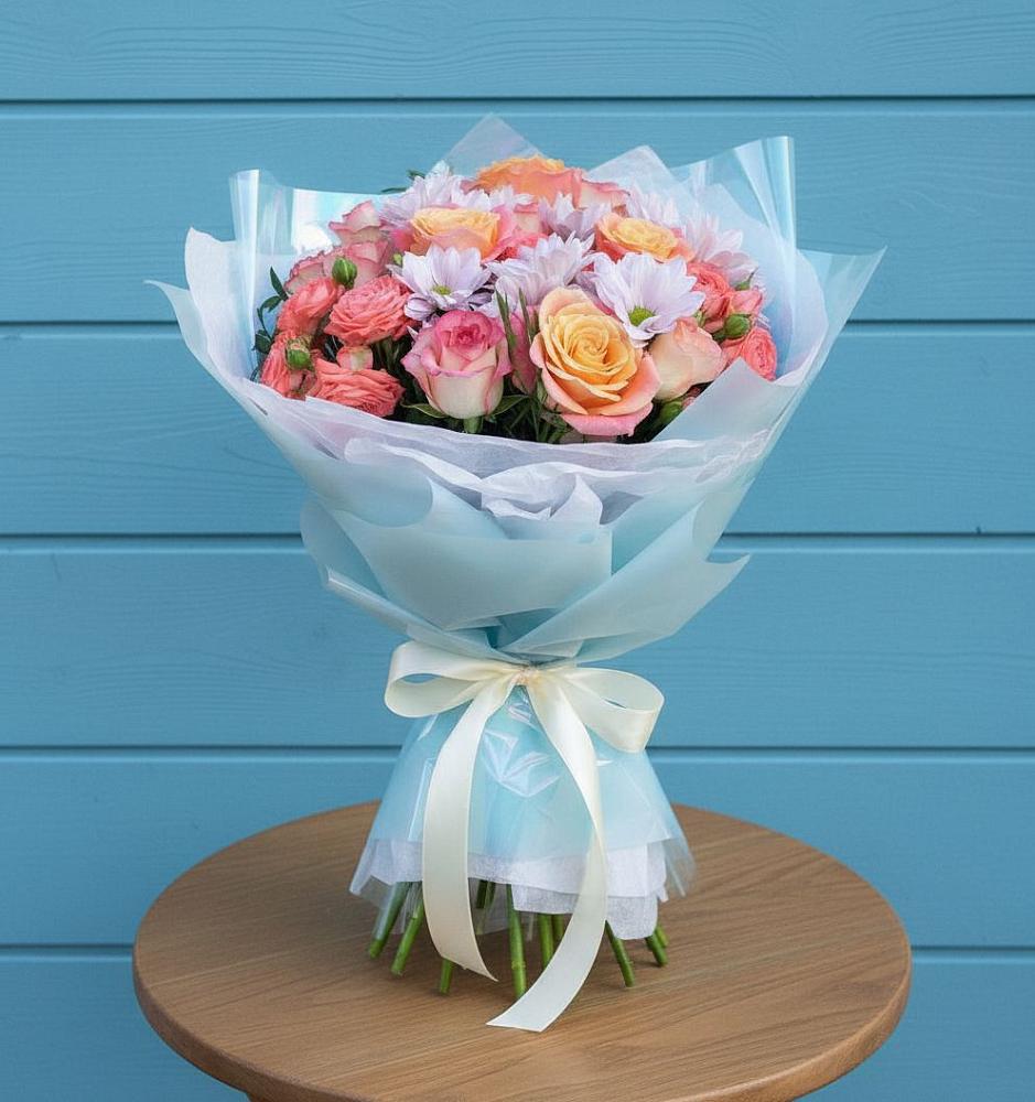 Букет цветов из: Хризантемы и Розы в Растуново